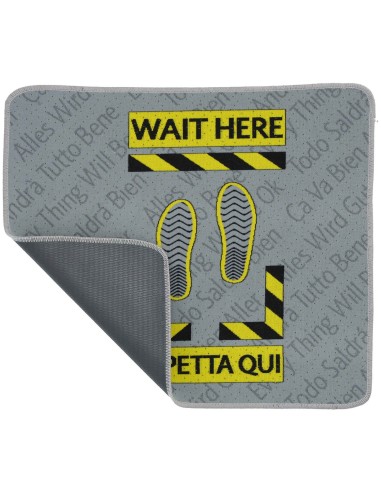 Tapis d’entrée de paillasson 62x57 cm. ATTENDEZ ICI JAUNE