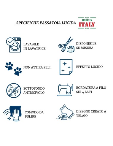 Tapis de cuisine antidérapant de 50 cm de large. LUCIDO SCACCHIERA lavable