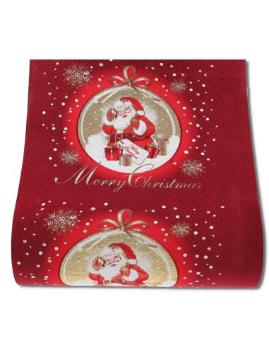 Tappeto natalizio rosso grande 100x71 cm. PALLA DI VETRO