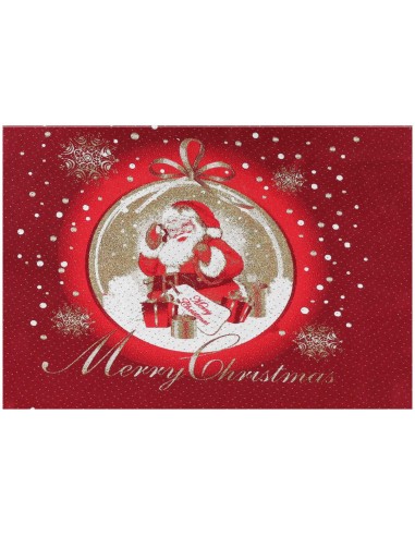 Grand tapis de Noël rouge 100x71 cm. BOULE DE VERRE