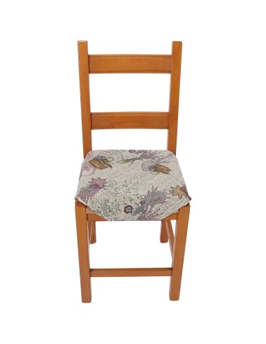 Cojín tapizado para silla de cocina con aletas LUXORY de lavanda