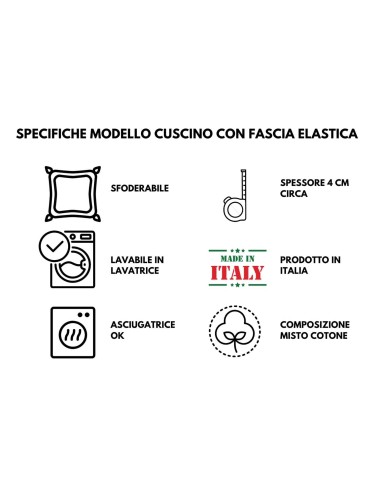 Cuscino coprisedia imbottito e sfoderabile con fascia elastica CARTIERE