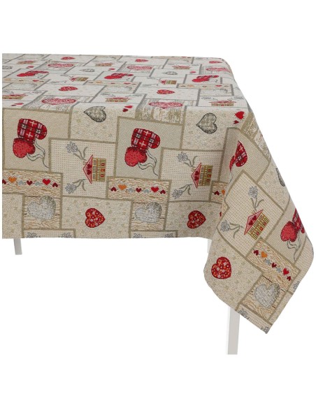 Housse de table nappe en mélange de coton CAL T RED LUXORY