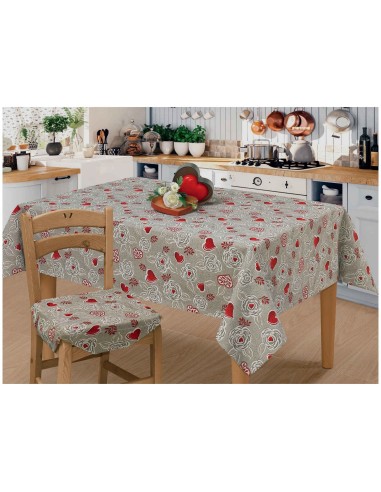 Mantel en mezcla de algodón con rosas TWILL DELUXE