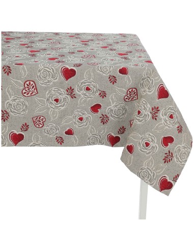 Mantel en mezcla de algodón con rosas TWILL DELUXE