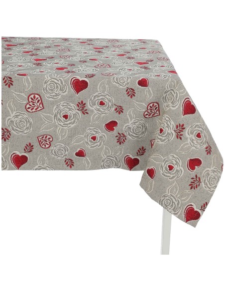 Mantel en mezcla de algodón con rosas TWILL DELUXE