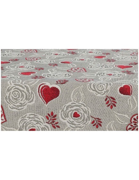 Mantel en mezcla de algodón con rosas TWILL DELUXE