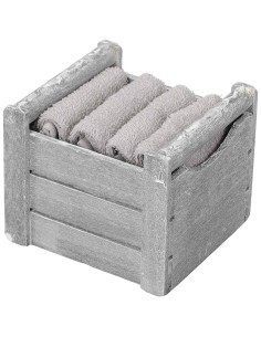 Juego de 4 lavabos 30x30 cm. con cesta de madera CLASSIC