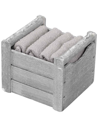 Lot de 4 lavabos 30x30 cm. avec panier en bois CLASSIC