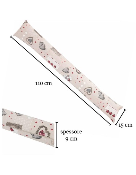 Calado de 110 cm de largo. funda acolchada y extraíble SHABBY CUORE