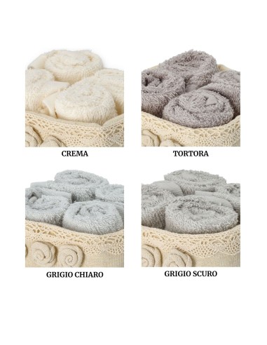 Lavette bagno con cestino in tessuto set 4 pz. ROSES