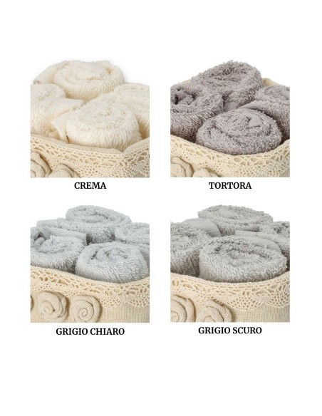Lavette bagno con cestino in tessuto set 4 pz. ROSES