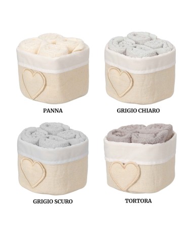 Lavette bagno con cestino in tessuto set 4 pz. SUSANNA