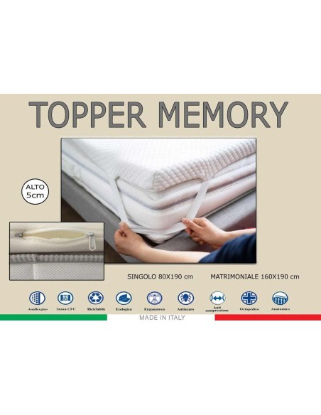 Hohe hypoallergene Matratzenauflage MEMORY