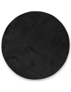 Tapis polyvalent en fausse fourrure noire ronde et nuage