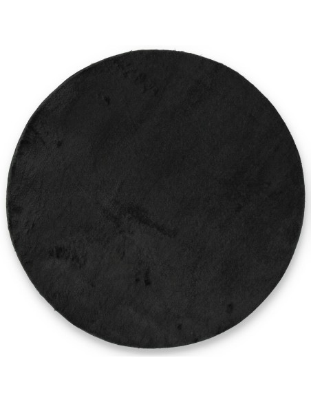 Mehrzweckteppich aus schwarzem Kunstpelz rund und wolkig