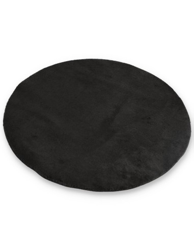 Alfombra multiusos de piel sintética negra redonda y nube