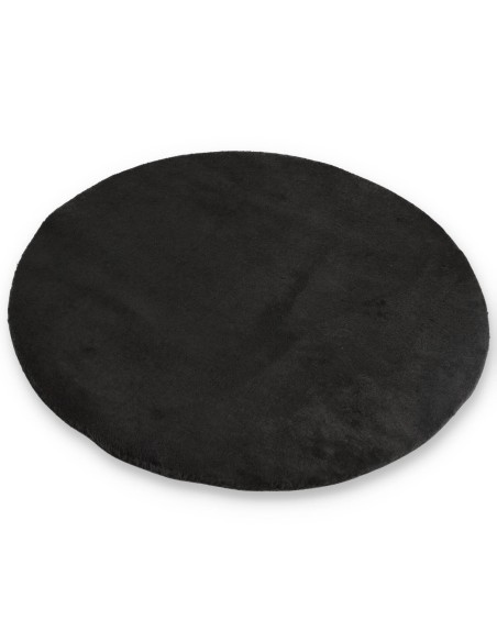 Alfombra multiusos de piel sintética negra redonda y nube
