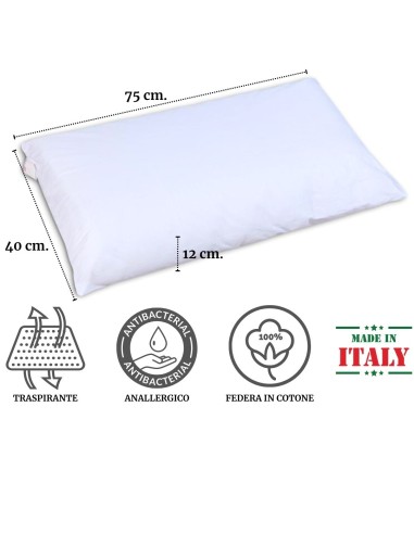 Guanciale Vip Pluff matelassé coussin Rabat enrobé en coton, 50x80 cm