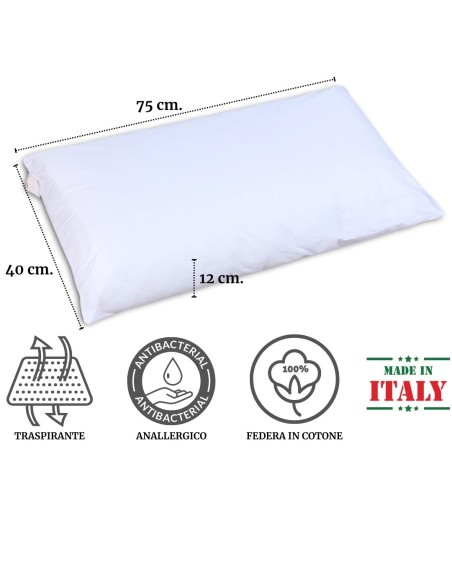 Guanciale Vip Pluff matelassé coussin Rabat enrobé en coton, 50x80 cm