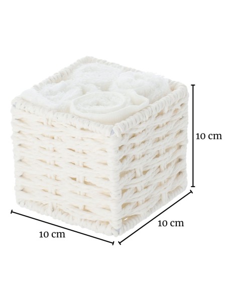 Lavette de baño con cesta de tela set 4 piezas. Rosas