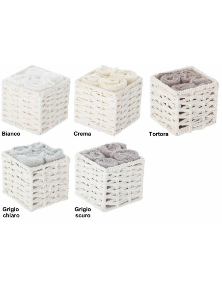 Lavette de baño con cesta de tela set 4 piezas. Rosas