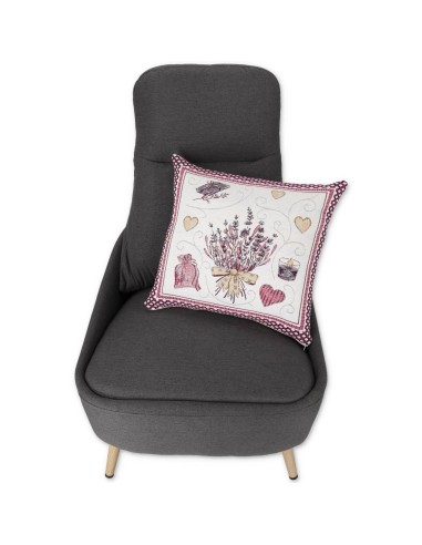 Housse coussin Chenille pour canapé LAVANDA