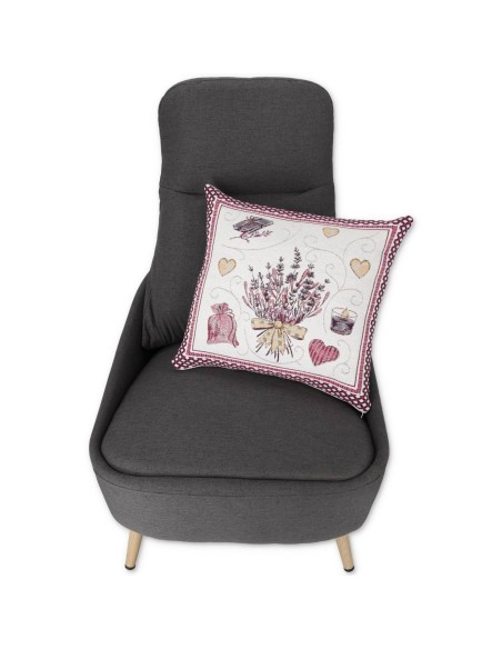 Housse coussin Chenille pour canapé LAVANDA
