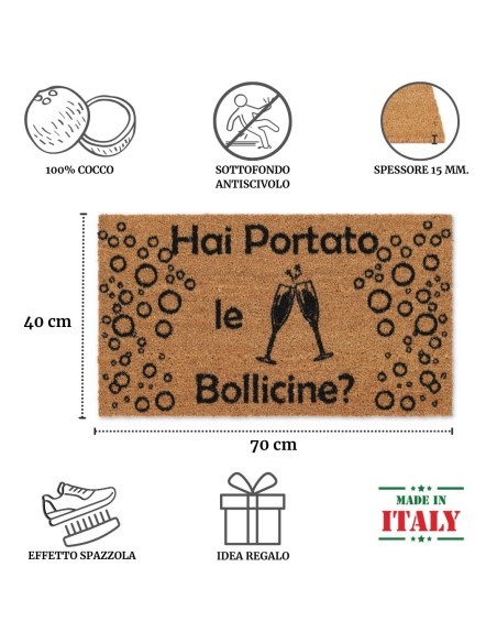 Rechteckige Fußmatte aus Kokosnuss cm. 40X70 ALLEGRO BOLLICINE