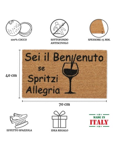 Rechteckige Fußmatte aus Kokosnuss cm. 40X70 ALLEGRO SPRITZ