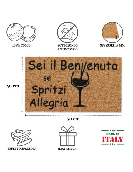 Zerbino Rettangolare in cocco cm. 40X70 ALLEGRO SPRITZ