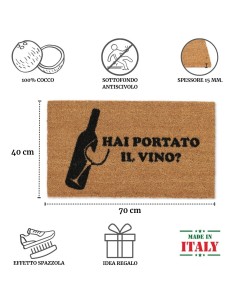 Zerbino Rettangolare in cocco cm. 40X70 ALLEGRO VINO NEW naturale 2