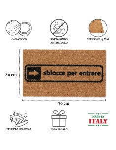 Zerbino Rettangolare in cocco cm. 40X70 ALLEGRO SBLOCCA 2