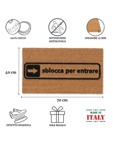 Zerbino Rettangolare in cocco cm. 40X70 ALLEGRO SBLOCCA