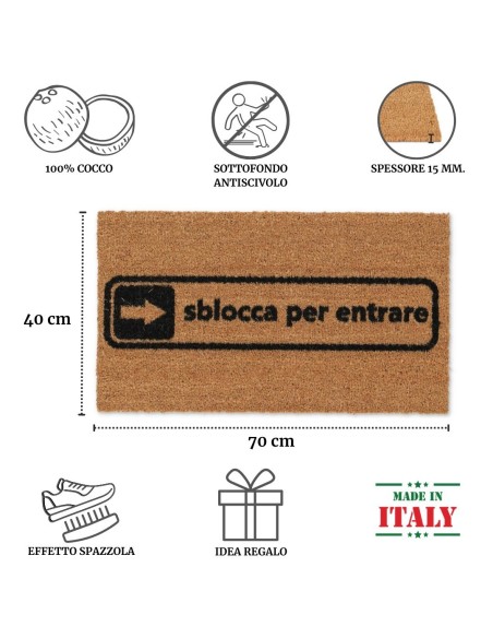 Zerbino Rettangolare in cocco cm. 40X70 ALLEGRO SBLOCCA