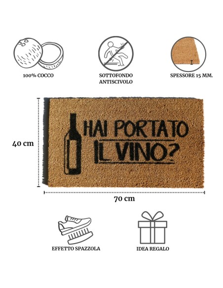 Mat Rectangulaire en cm de noix de coco. 40X70 ALLEGRO NATURAL WINE
