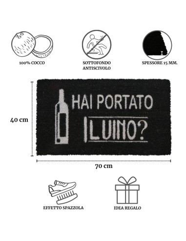 Zerbino Rettangolare in cocco cm. 40X70 ALLEGRO VINO