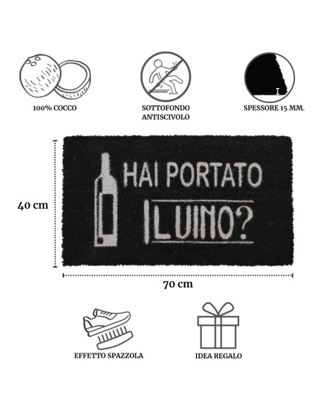 Zerbino Rettangolare in cocco cm. 40X70 ALLEGRO VINO