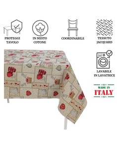 Housse de table nappe en mélange de coton CAL T RED LUXORY 2