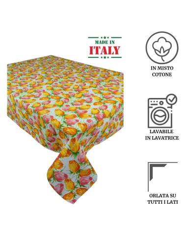Tovaglia quadrata e rettangolare cotone stampato TULIPANI