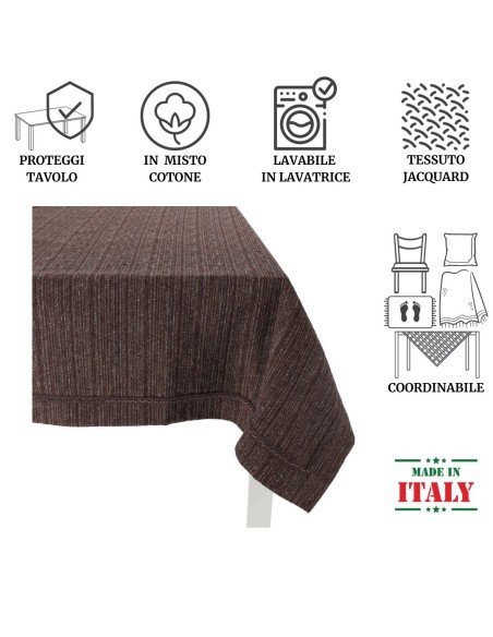 Melange table de nappe jacquard 8 places housse 140 X 220 cm.