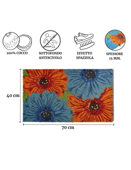 Fiori zerbino in cocco cm 40X70