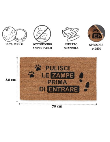 Paillasson rectangulaire en coco cm. 40X70 ALLEGRO PULISCI