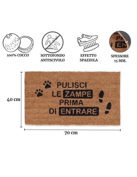 Paillasson rectangulaire en coco cm. 40X70 ALLEGRO PULISCI