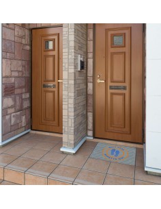 Alfombra de entrada de felpudo 50X68 cm. ESPERA AQUÍ NARANJA 2