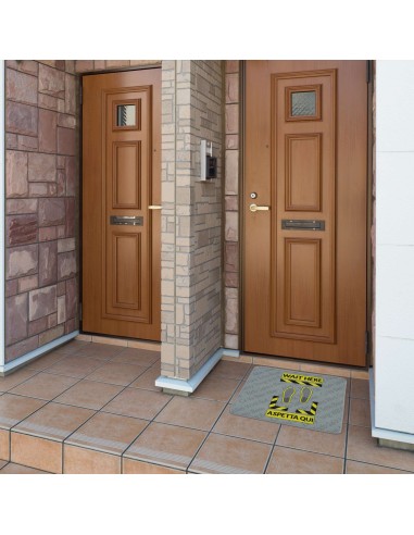 Fußmatte Eingangsmatte 62x57 cm. WARTEN SIE HIER GELB