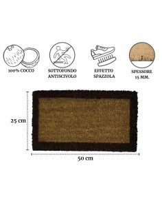 Felpudo de borde en coco 25 x 50 cm. 2