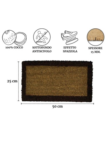 Bordo zerbino scalino in cocco 25x50 cm.