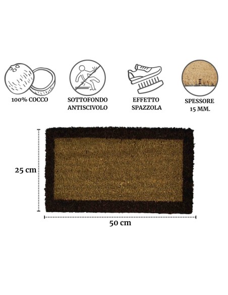 Bordo paillasson sonné en noix de coco 25 x 50 cm.