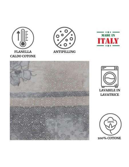 Completo lenzuola flanella cotone ROSE POIS